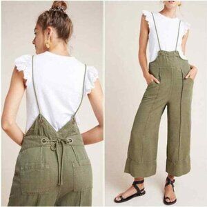 Hei Hei Anthropologie Recreation Utility Overalls XS Olive Green Wide Leg Pocket